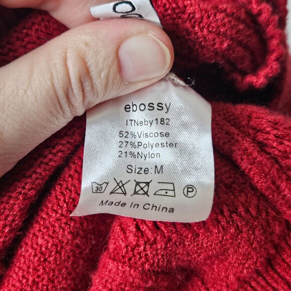 Colorful Embroidered Patchwork Red Cardigan Sweater Button Front Pockets Size M - Picture 6 of 9